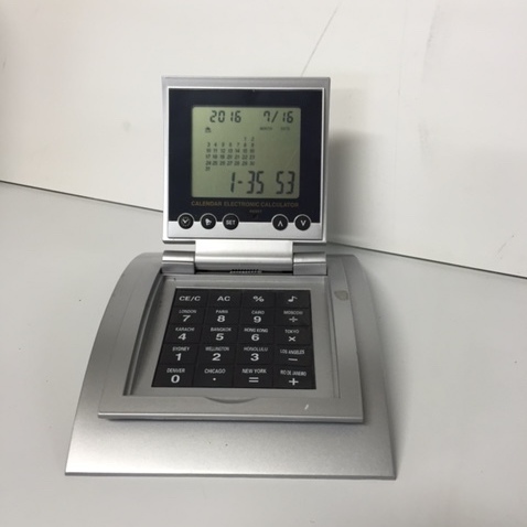 CLOCK, Desk Calculator - Silver